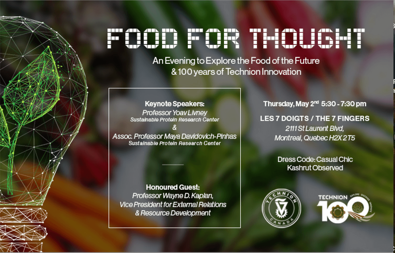 Technion Canada Presents- Food for Thought- Celebrating 100 years of Innovation